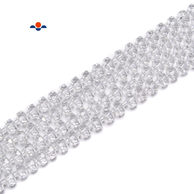 Clear Crystal Glass Color Faceted Rondelle Beads 4x8mm 15.5" Strand