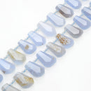 blue chalcedony graduated faceted flat trapezoid shape beads 