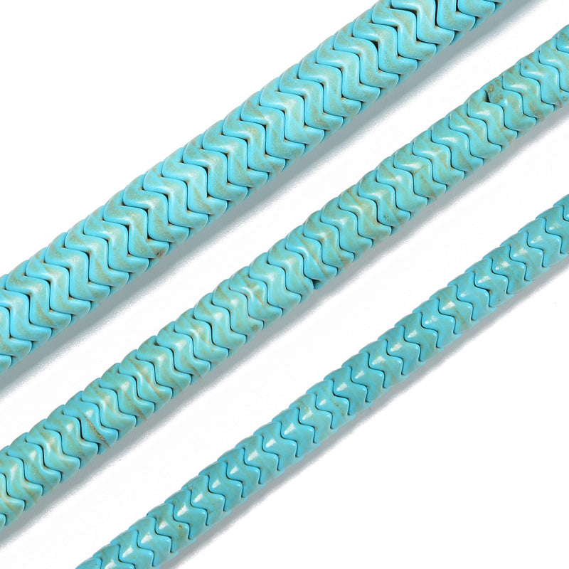 Turquoise Blue Howlite Interlocking Snake Beads 6mm 8mm 10mm 15.5" Strand