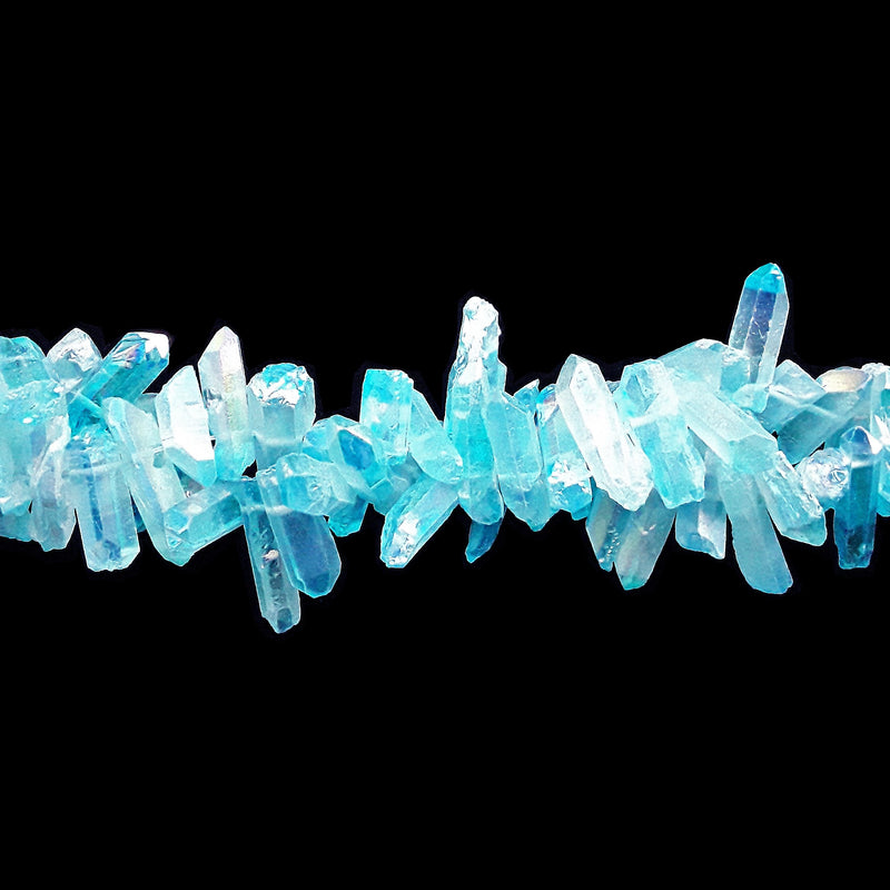 aqua blue ab electroplated quartz faceted rough Points beads 