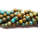 Natural Green Brown Turquoise Smooth Round Beads Size 8mm 15.5" Strand