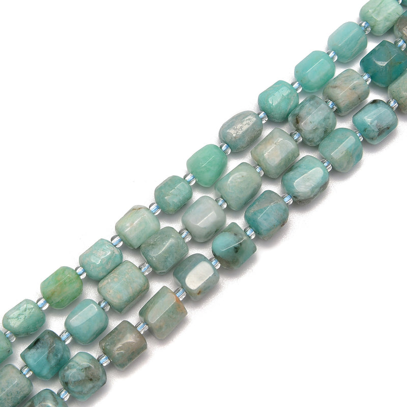 Amazonite Faceted Pebble Nugget Tube Beads Size Approx 8-10mm 15.5" Strand