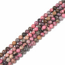 Natural Australian Rhodonite Smooth Round Beads Size 6mm to 10mm 15.5'' Strand