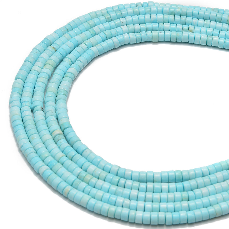 Light Blue Turquoise Heishi Rondelle Discs Beads 2x4mm 3x6mm 15.5" Strand