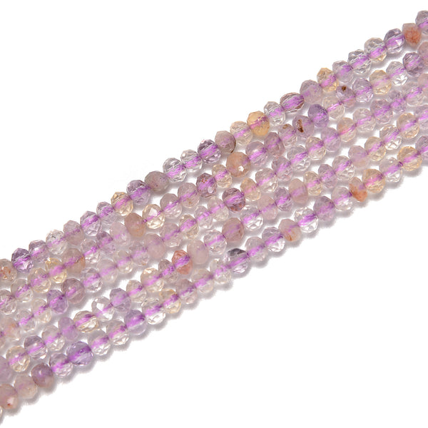 Natural 188 Carats Genuine Ametrine Faceted Beads Strand Of 08 Inches