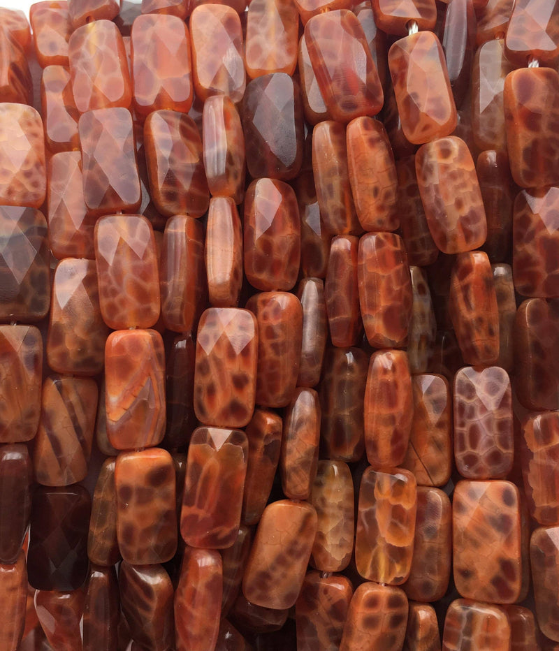fire agate faceted flat rectangle cylinder tube beads