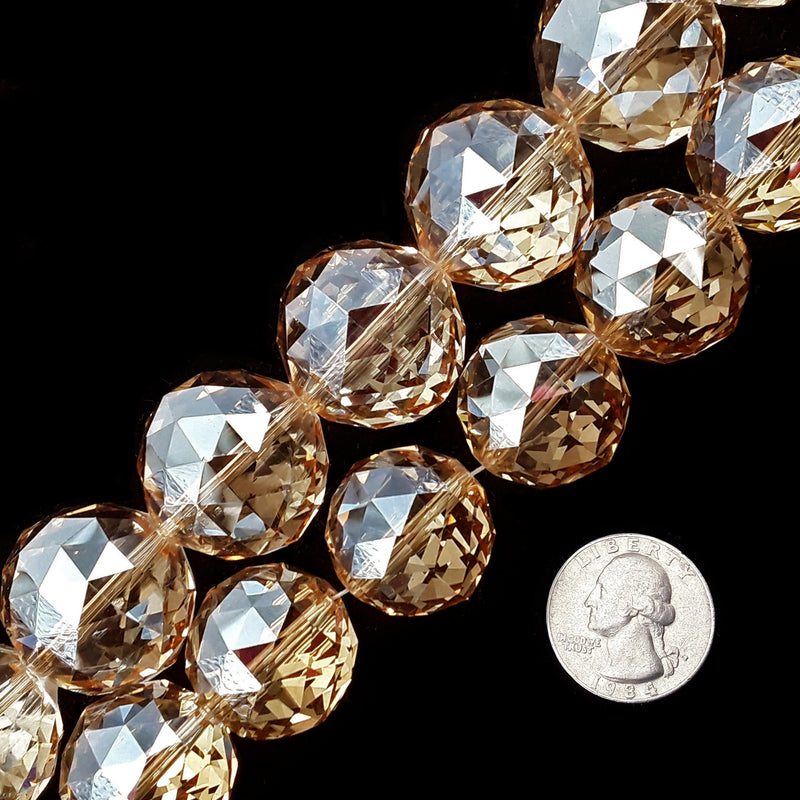 Yellow Crystal Glass Faceted Balls Chandelier Sun Catcher Beads 24mm 30mm