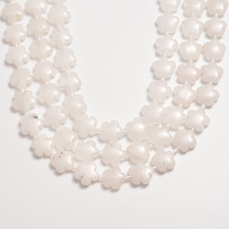 white jade flower shape beads