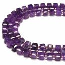 Natural Amethyst Faceted Rubik's Cube Beads Size 7-8mm 15.5'' Strand