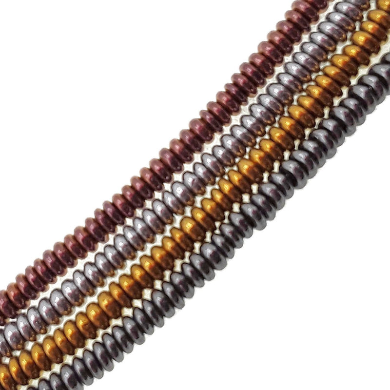 gold copper plated hematite smooth Discs beads 