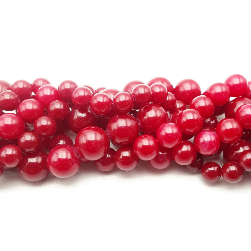 Ruby Red Dyed Jade Smooth Round Beads 4mm 6mm 8mm 10mm 15.5" Strand