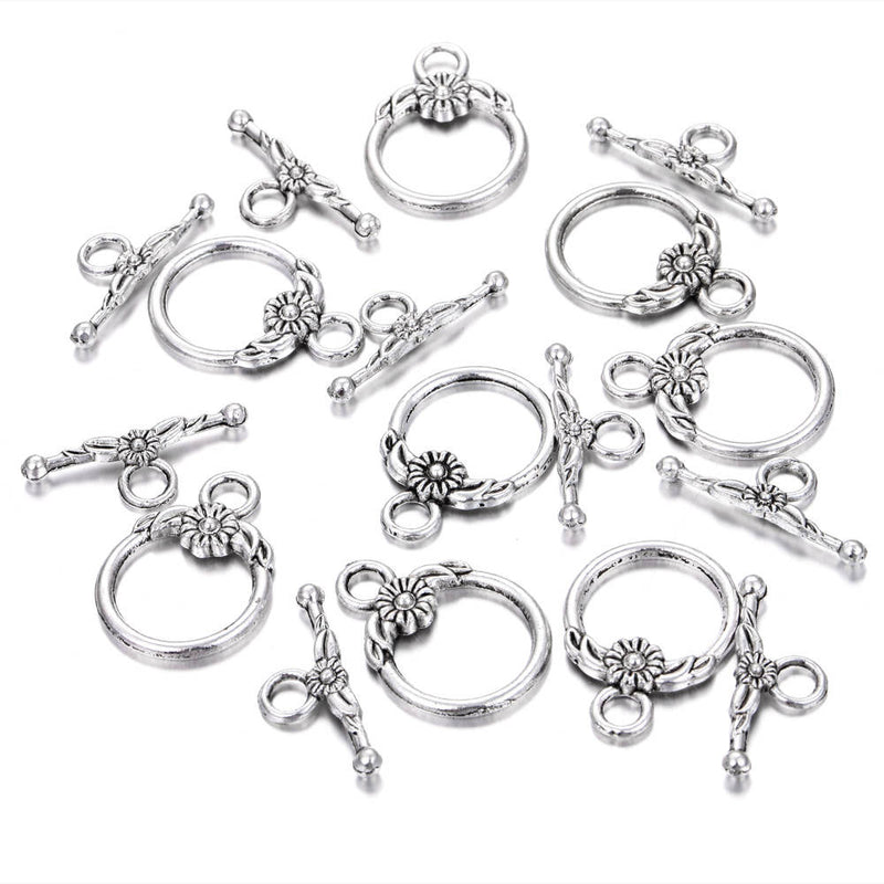 Alloy Silver Charm Toggle Clasps 18m 14 Clasps Per Bag