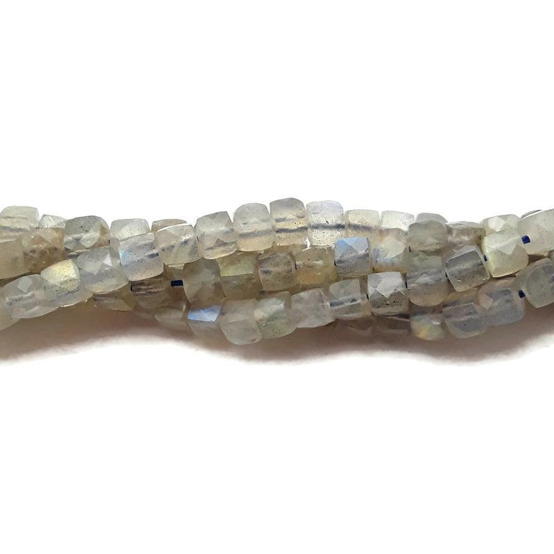 Labradorite Faceted Square Dice Cube Beads 4.5mm 15.5" Strand