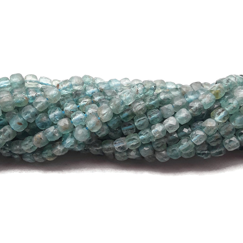 Natural Apatite Faceted Cube Dice Beads Size 4mm 15.5" Strand