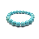 Blue Turquoise Bracelet Smooth Round Size 8mm 10mm 7.5" Length