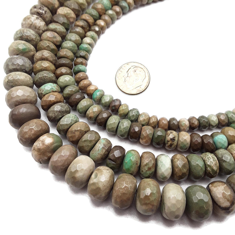 Brown Green Chrysoprase Faceted Rondelle Beads 4x6mm 5x8mm 6x10mm 7x12mm 15.5"