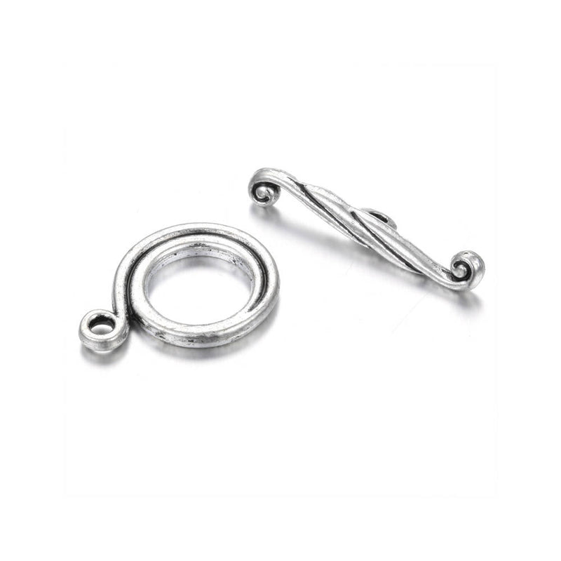 anti silver plated charm toggle clasp round 