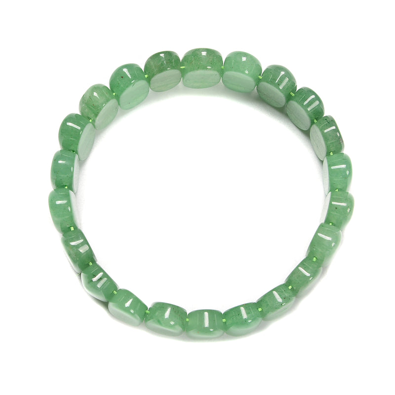 Green Aventurine Double Drill Bracelet Oval Shape Beads Size 10x20mm 7.5" Length