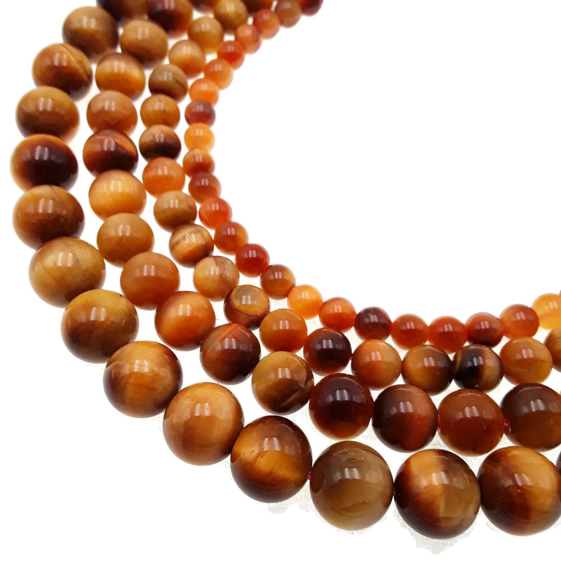 orange Tiger's eye smooth round beads