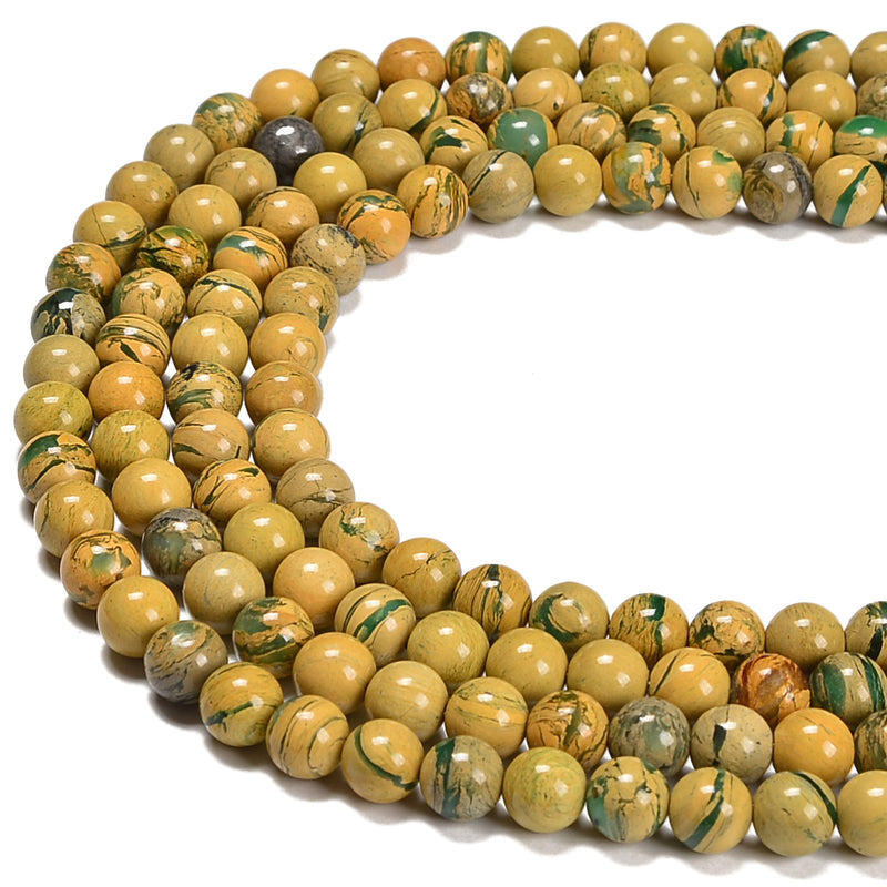 Zebra Healerite Green Smooth Round Beads Size 6mm 8mm 10mm 12mm 15.5'' Strand