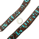 Bronzite Turquoise Stone Round Tube Leather Wrap Bracelet