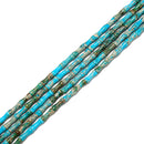 Light Blue Sea Sediment Jasper Bamboo Tube Beads Size 5x13mm 15.5'' Strand