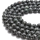 natural black jade carved round beads
