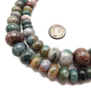 Indian Agate Graduated Smooth Rondelle Beads 6-16mm 15.5" Strand