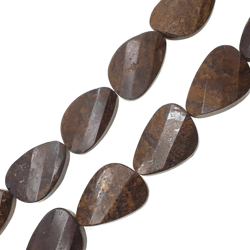 bronzite faceted twisted slice teardrop beads