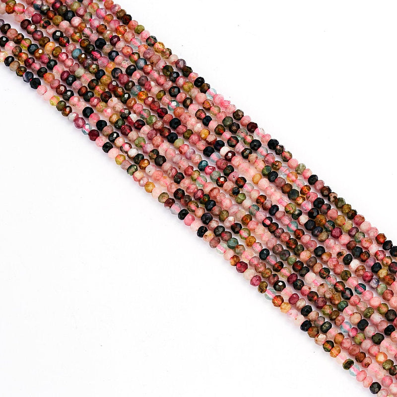 multi color tourmaline faceted rondelle beads 