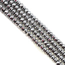 Silver Plated Hematite Faceted Rondelle Beads 4x6mm 5x8mm 15.5" Strand