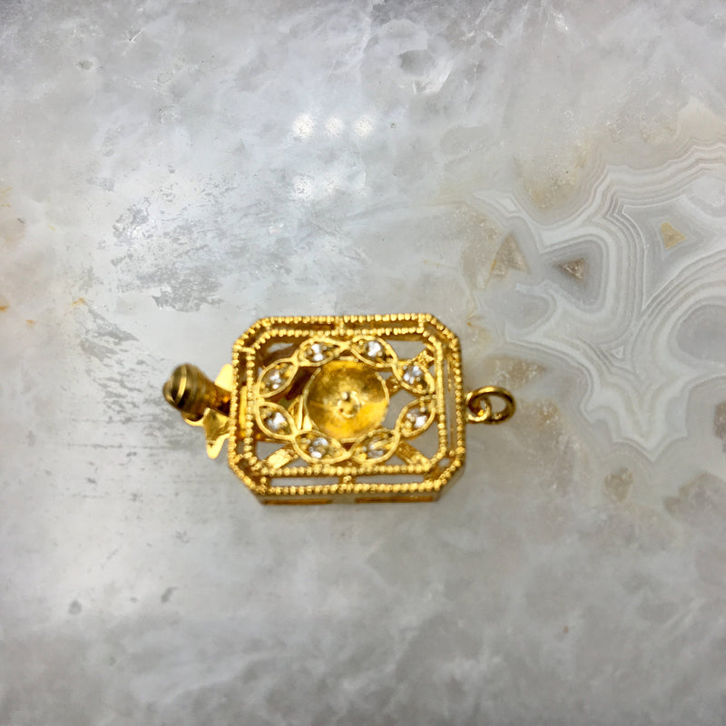 gold plated copper with micro pave clear zircon clasp