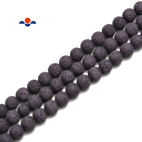 Violet Purple Color Lava Rock Stone Round Beads Size 6mm 8mm 10mm 15.5" Strand