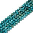 Blue Green Genuine Turquoise Smooth Round Beads Size 4.5mm to 12.5mm 15.5'' Str
