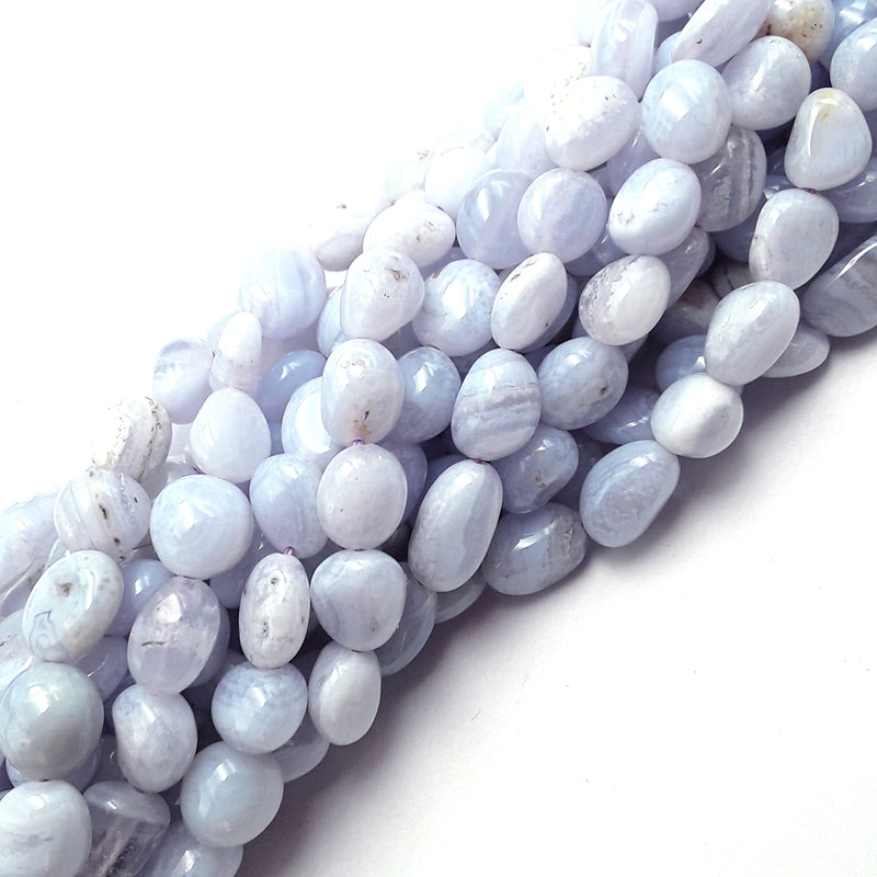 blue lace agate irregular pebble nugget beads