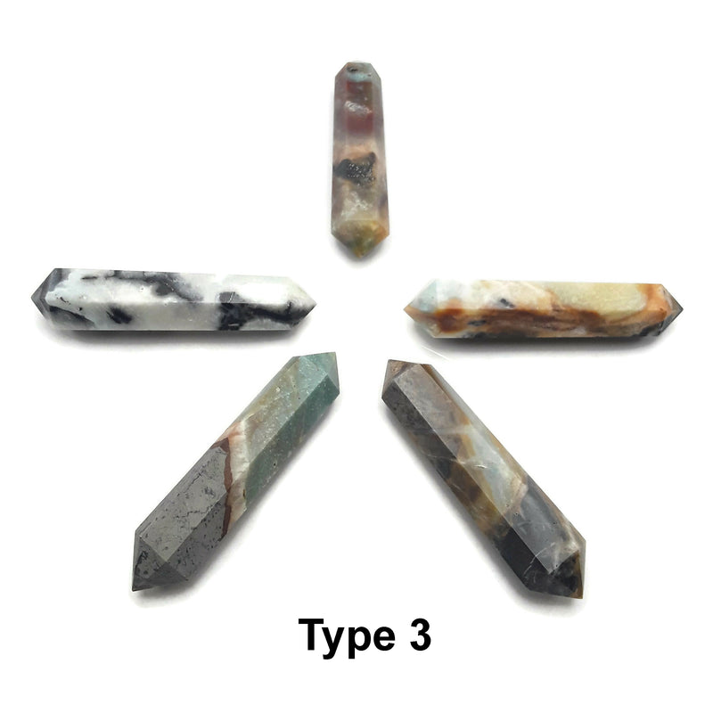 Multi Color Amazonite Double Terminated Points Healing Crystal Wands 4" in.
