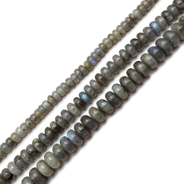 Natural Labradorite Smooth Rondelle Beads Size 4x6mm 5x8mm 6x10mm 15.5'' Strand
