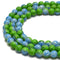 Blue Green Printed Glass Smooth Round Beads Size 6mm 8mm 10mm 15.5" Strand