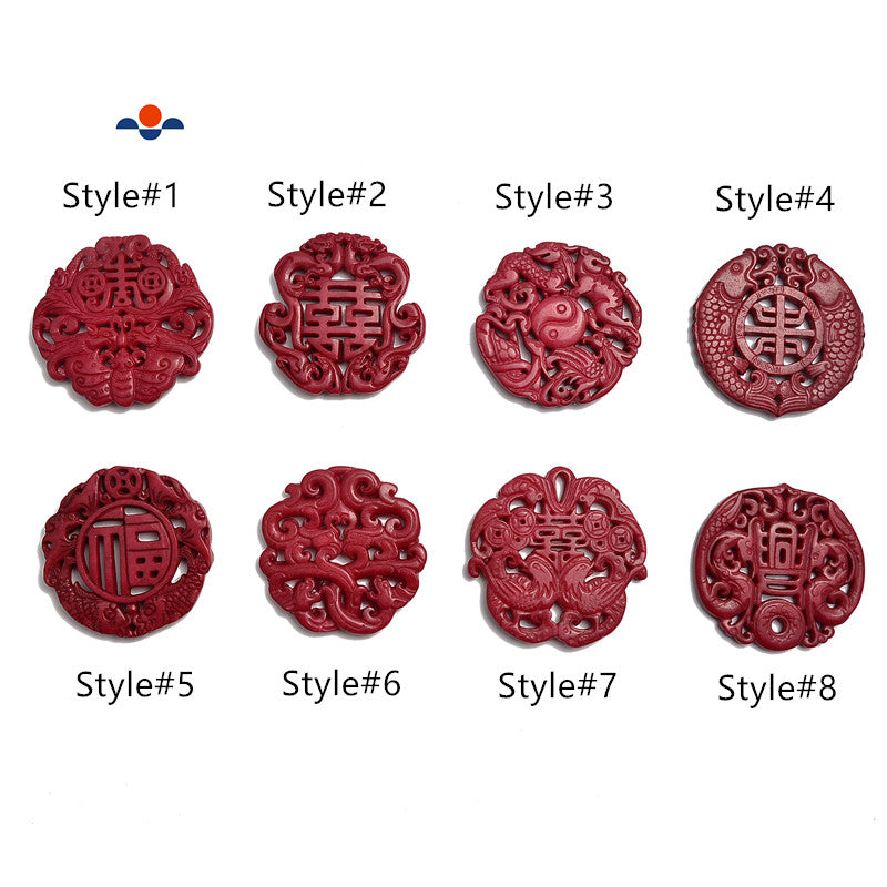 Red Jade Hand Carved Pendant Size 60-65mm Eight Styles Sold by