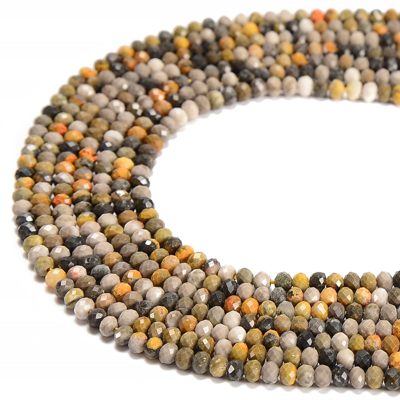 Natural Bumblebee Jasper Faceted Rondelle Beads Size 3x4mm 15.5'' Strand
