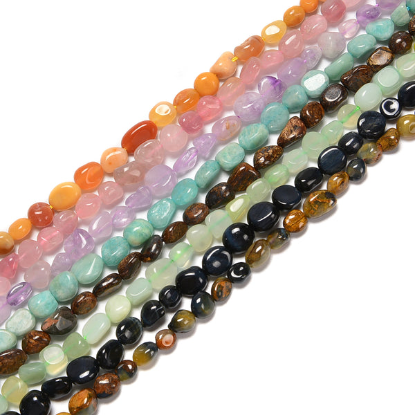 02 Multi Crystal Gemstone Pebble Nugget Beads 6x8mm 15.5'' Strand