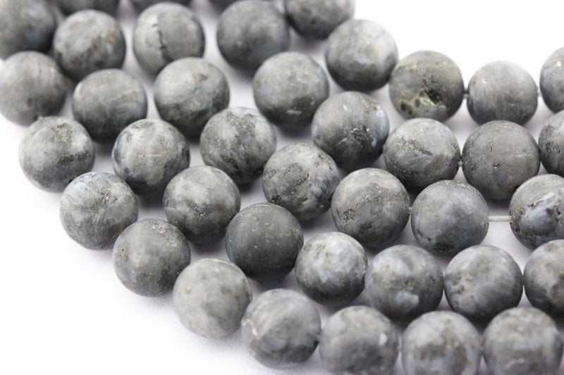 larvikite labradorite matte round beads 