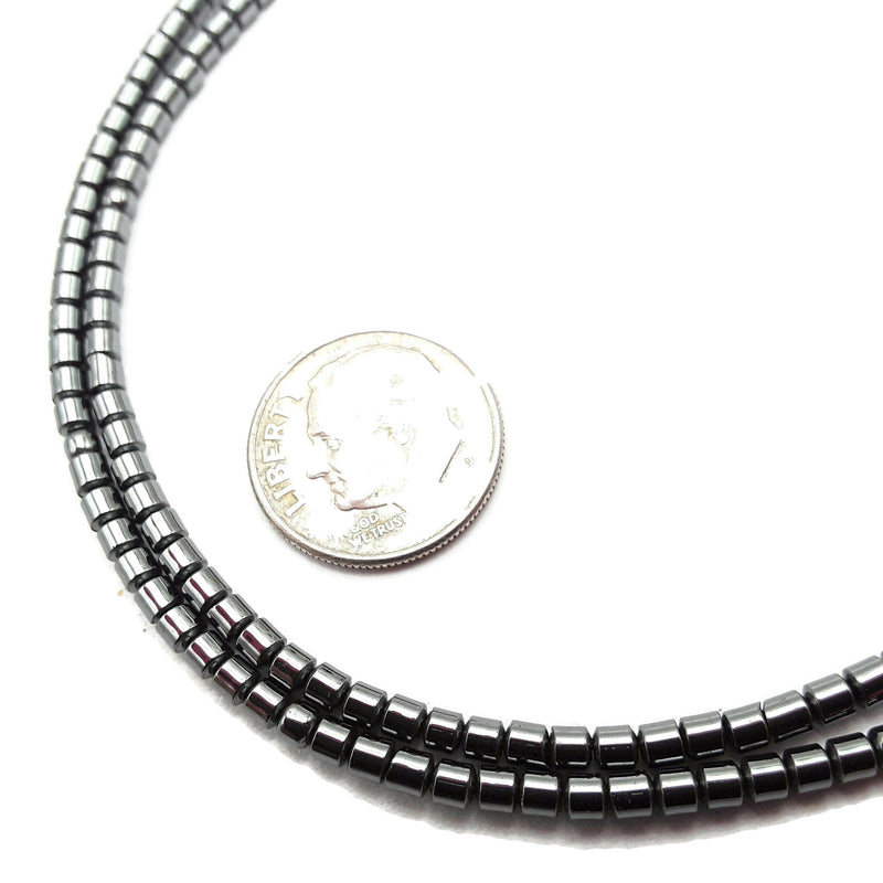 Natural Gray Hematite Smooth Round Tube Beads 2x2mm 15.5" Strand