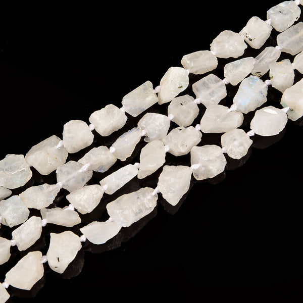 White Moonstone Rough Nugget Chunks Side Drill Beads 8-12mm 10-15mm 15.5'' Str