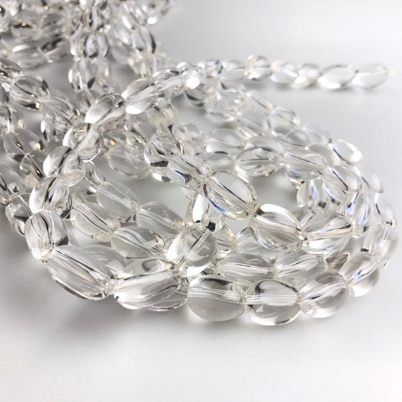 clear quartz irregular oval nugget smooth beads