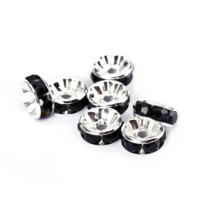 Black Rhinestone Rondelle Spacer Beads 6mm (50 pcs) – JM Beads