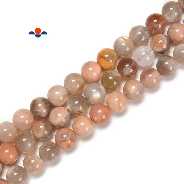 Multi-Color Peach Moonstone Smooth Round Beads 5mm 6mm 8mm 10mm 12mm 15.5'' Strand
