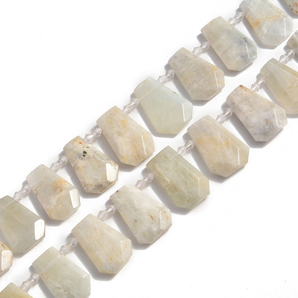 White Moonstone Graduated Faceted Trapezoid Beads 15x20-18x27mm 15.5" Strand