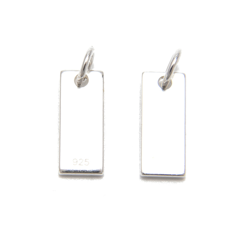 925 Sterling Silver Rectangle Shape Charm Pendant Size 5x16mm 5Pcs Per Bag