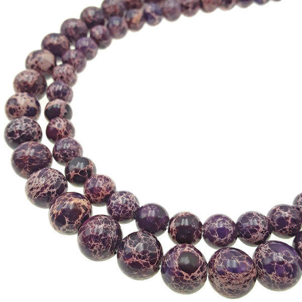 large hole dark purple sea sediment jasper smooth round beads